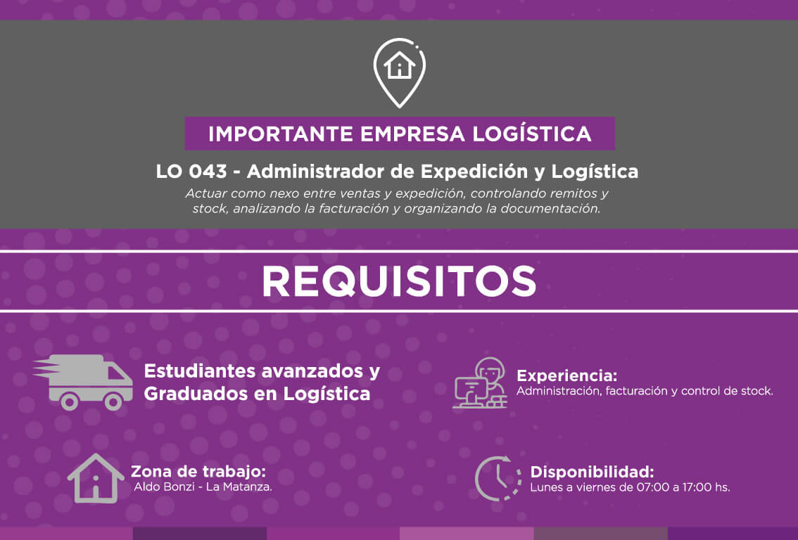EMPLEO-LO-043 Búsqueda Administrador de Expedición y Logística