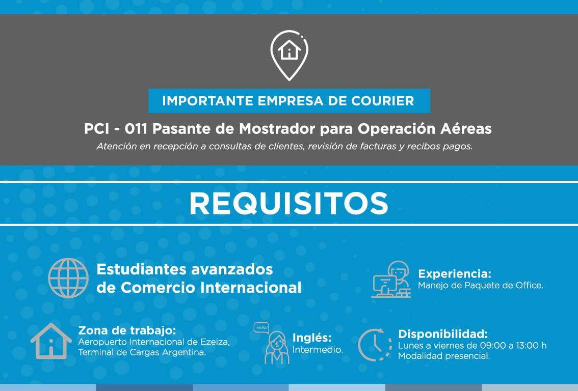 EMPLEO-PCI-011 Búsqueda Pasante de Mostrador para Operaciones Aéreas