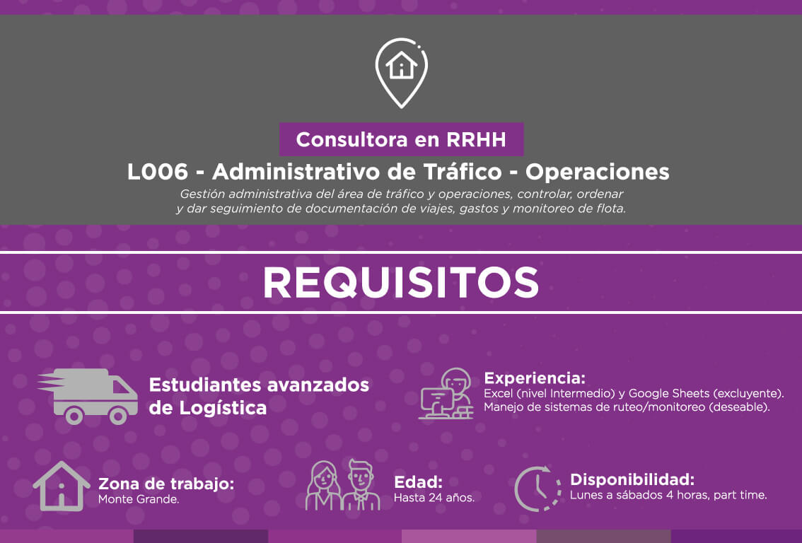 EMPLEO-L006 Búsqueda Administrativo de Tráfico-Operaciones