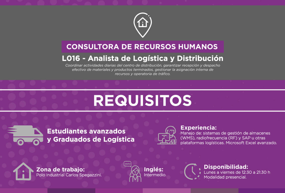EMPLEO-L016 Búsqueda Analista de Logística y Distribución