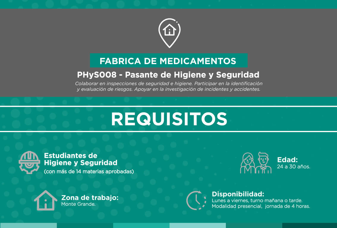 PASANTÍA-PHyS008 Búsqueda Pasante de Higiene y Seguridad
